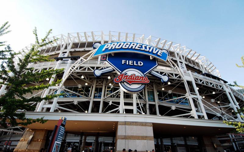 Exterior photo of Progressive Field, where the MBL's Cleveland Indians play